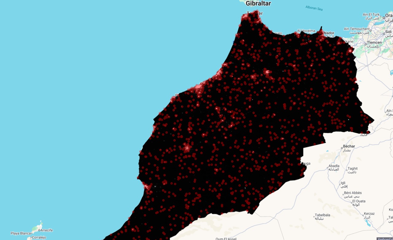 Extracted points from Google Earth Engine GEE Points Map